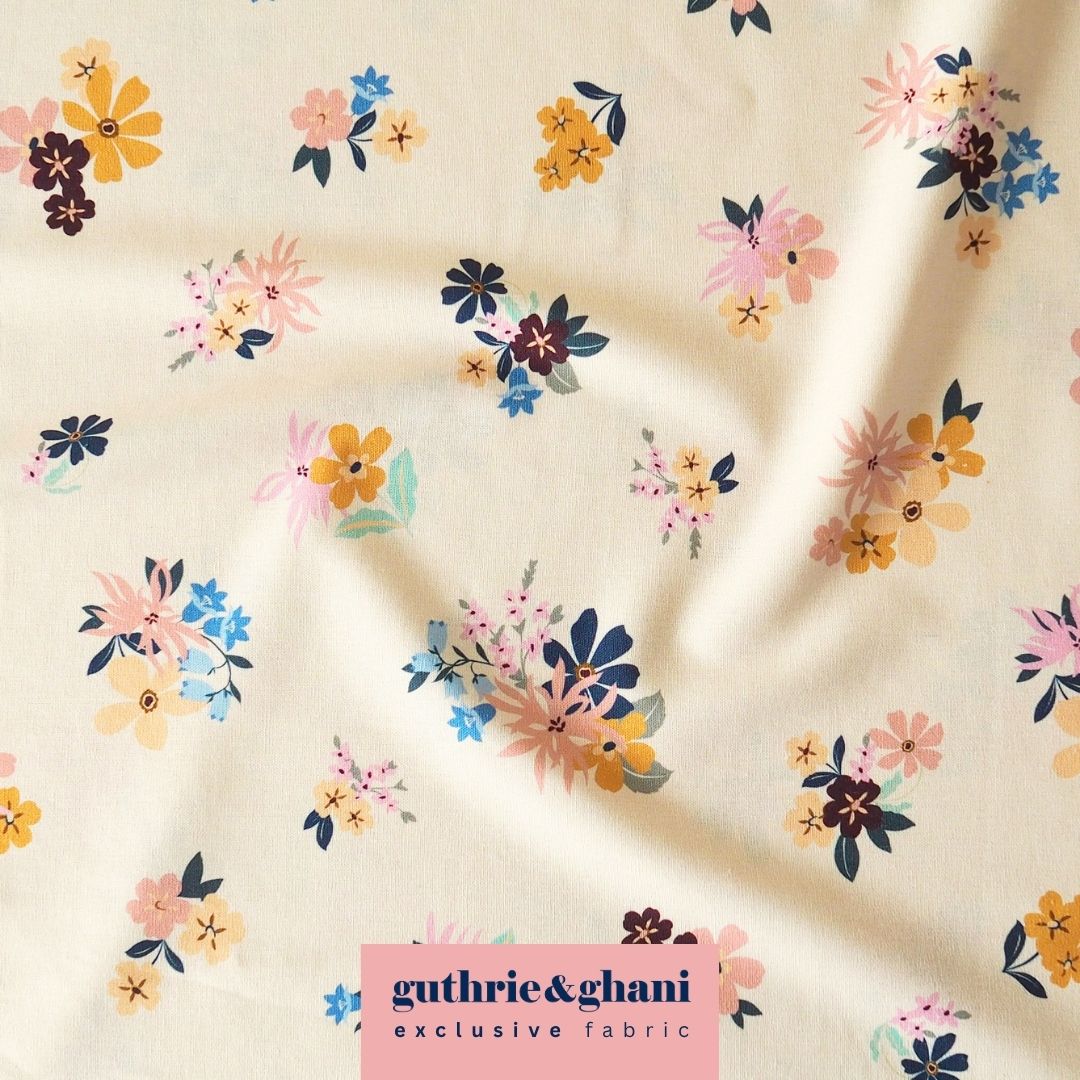 Flr Posy Viscose Linen Fabric - Guthrie & Ghani Exclusive Flr Posy Viscose Linen Fabric - Guthrie & Ghani Exclusive