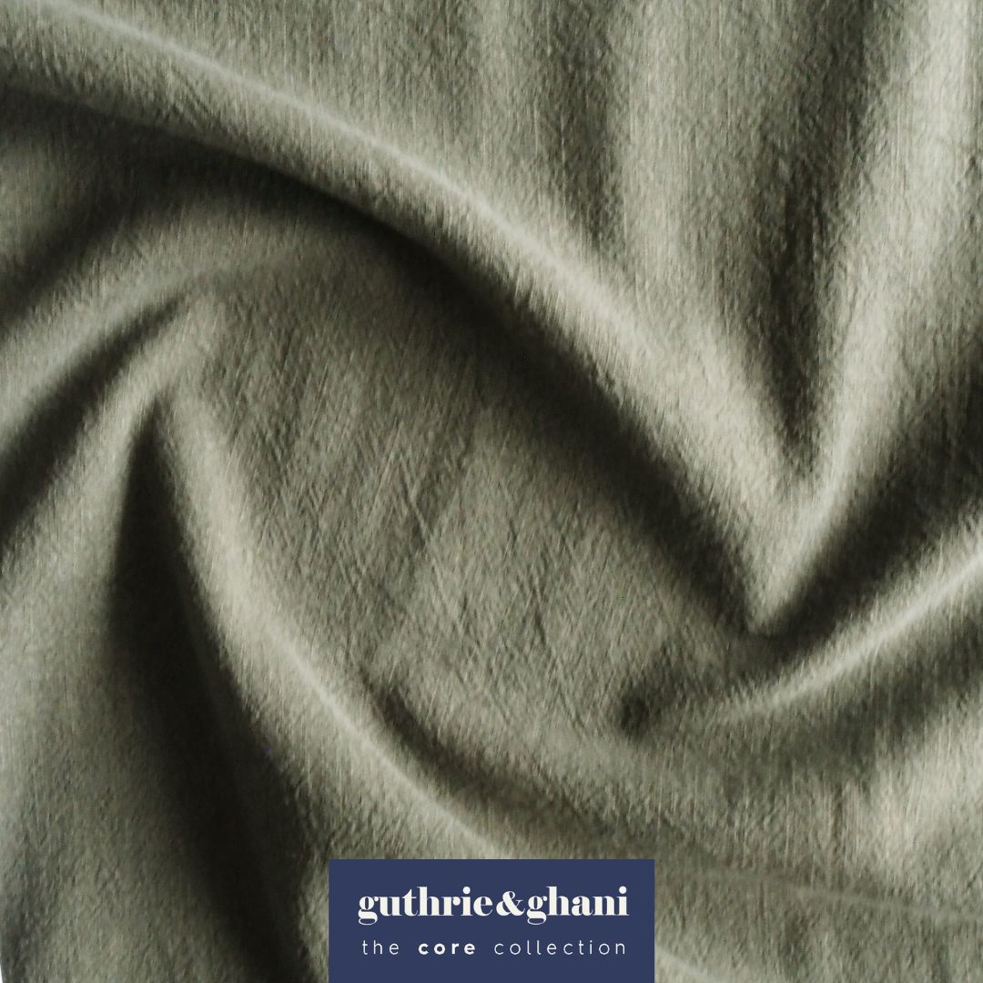 Muted Olive Textured Ramie Linen Blend Fabric  Guthrie & Ghani