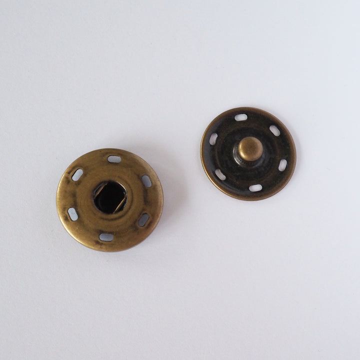 25mm Brass Sew On Snap Fasteners - Antique Brass