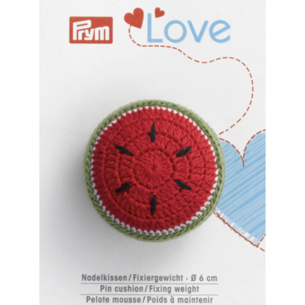 Prym Love Pin Cushion - Coussin à épingles Et Poids De Fixation Melon Vert/rouge
