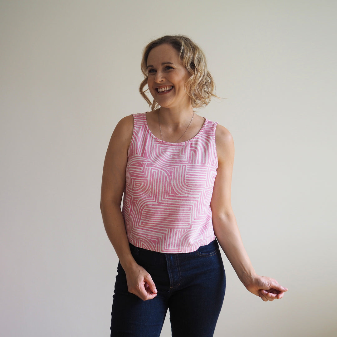 Lauren's Demeter Top in Pink Ariadne Viscose Linen