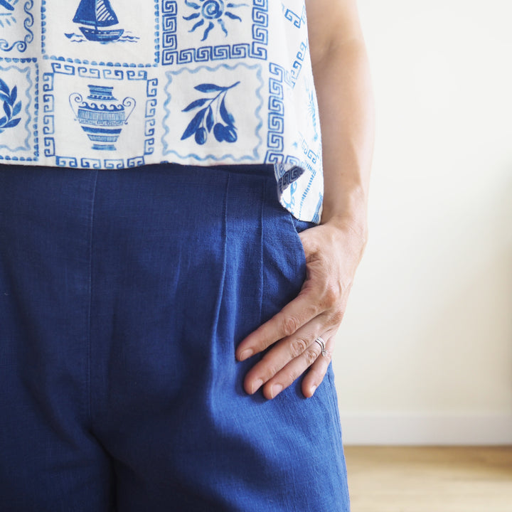 Lauren's Emerson Trousers in Lapis Linen
