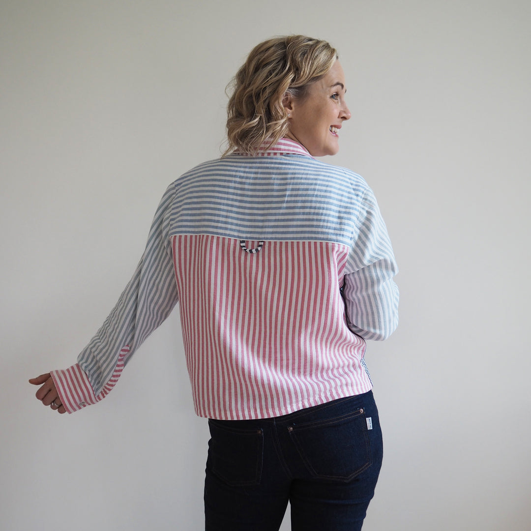 Lauren's Colour-blocked Jenna Shirt in Striped Cotton Double Gauze