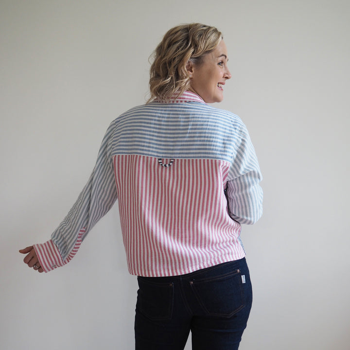 Lauren's Colour-blocked Jenna Shirt in Striped Cotton Double Gauze
