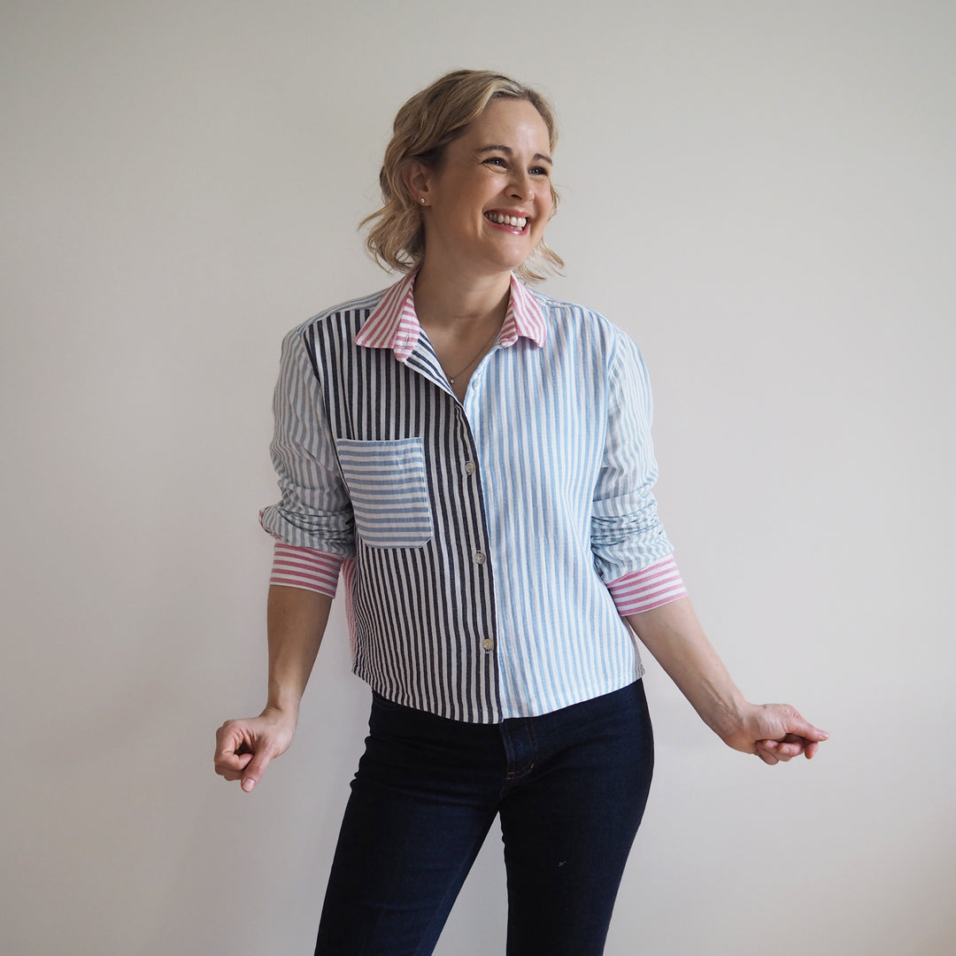 Lauren's Colour-blocked Jenna Shirt in Striped Cotton Double Gauze