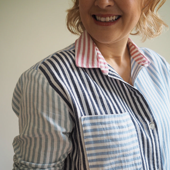 Lauren's Colour-blocked Jenna Shirt in Striped Cotton Double Gauze