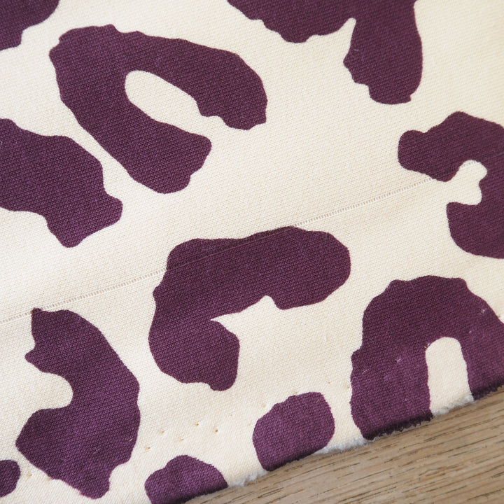 Blemished Wine Leopard Snuggly Fleeceback Organic Cotton Sweatshirting Fabric