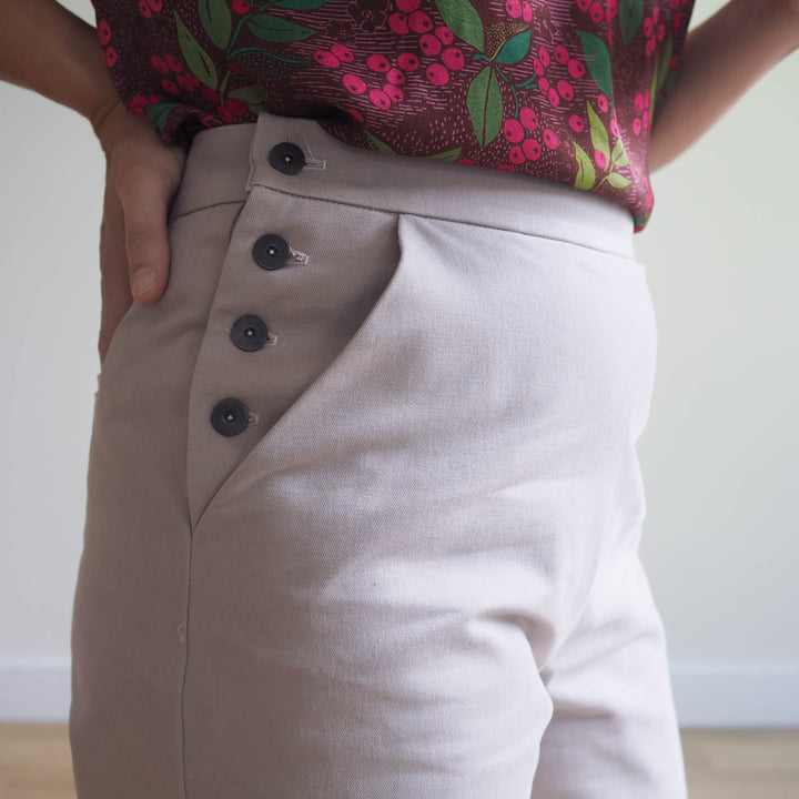 Lauren's Quinn Trousers in Stone Sanded Cotton Twill