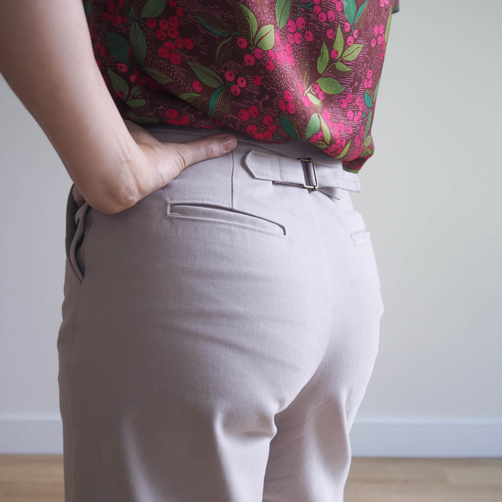 Lauren's Quinn Trousers in Stone Sanded Cotton Twill