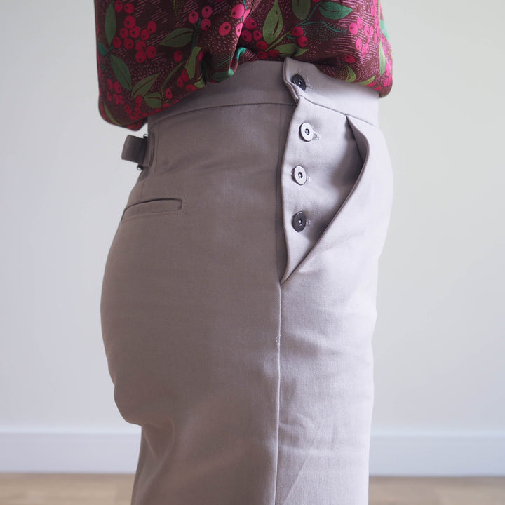 Lauren's Quinn Trousers in Stone Sanded Cotton Twill