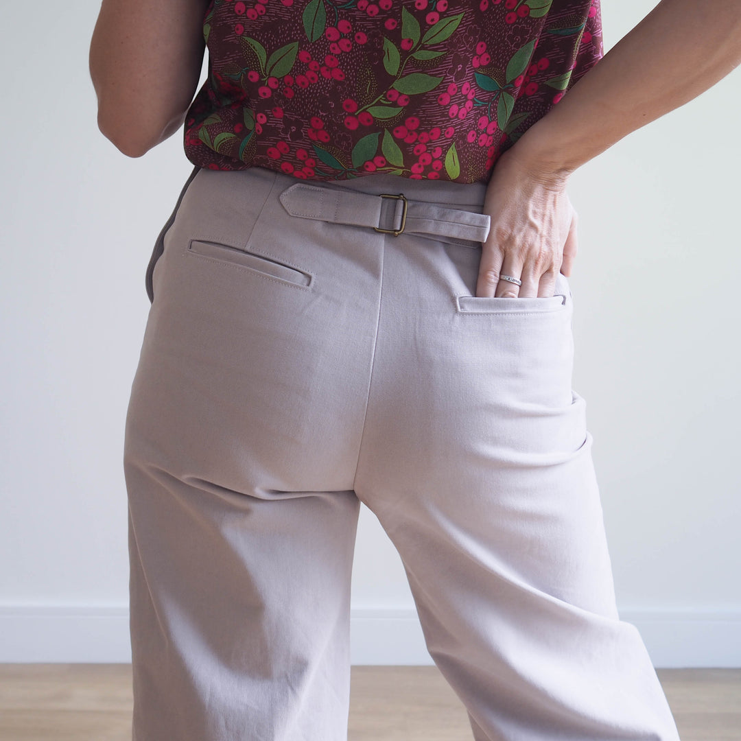 Lauren's Quinn Trousers in Stone Sanded Cotton Twill