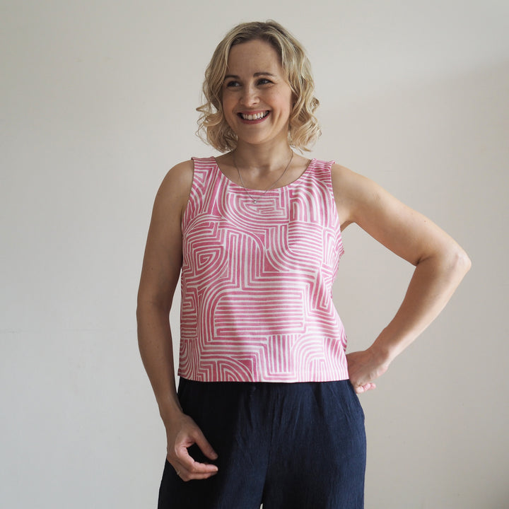 Lauren's Demeter Top in Pink Ariadne Viscose Linen