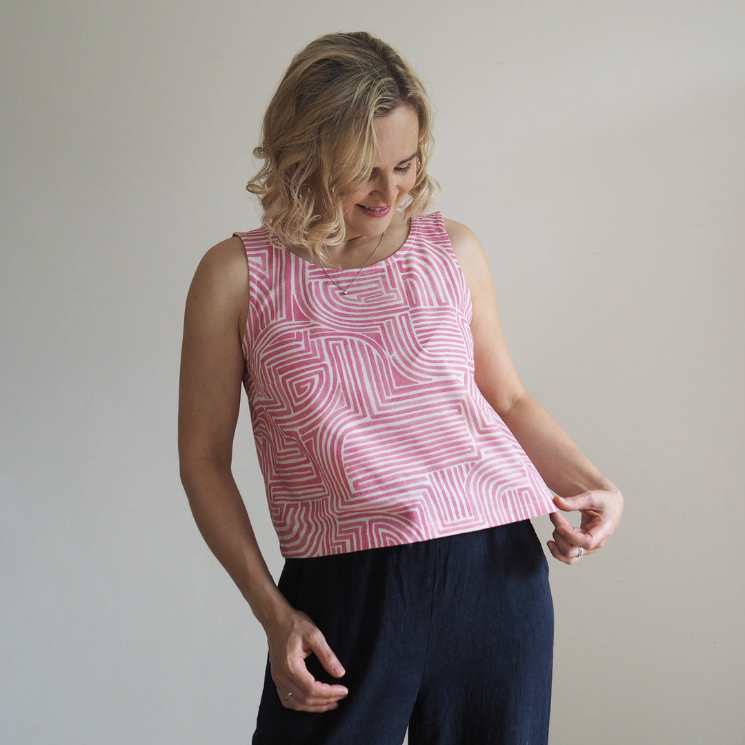 Lauren's Demeter Top in Pink Ariadne Viscose Linen