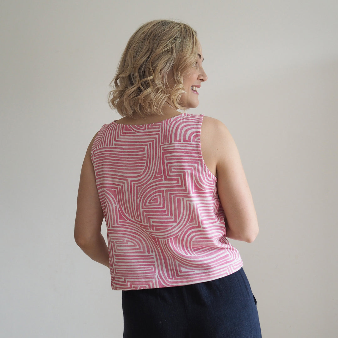 Lauren's Demeter Top in Pink Ariadne Viscose Linen