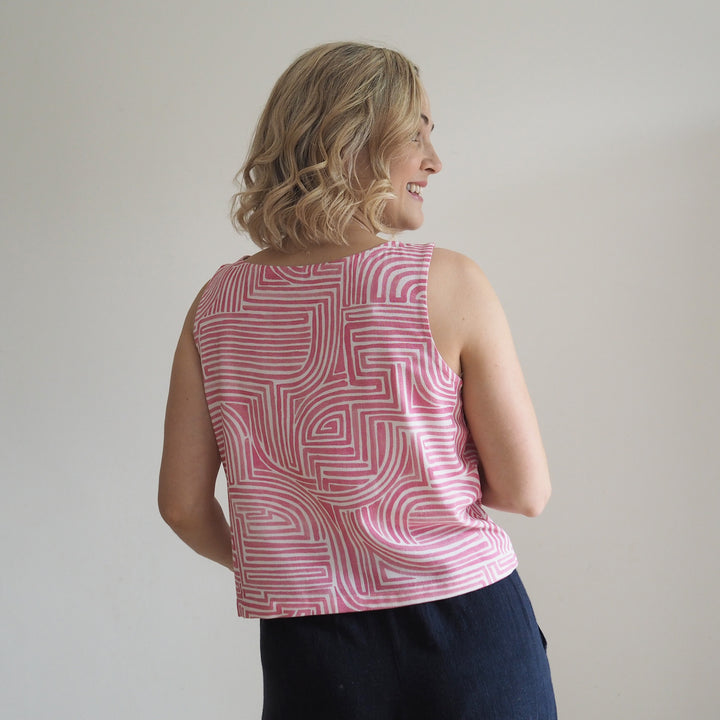 Lauren's Demeter Top in Pink Ariadne Viscose Linen