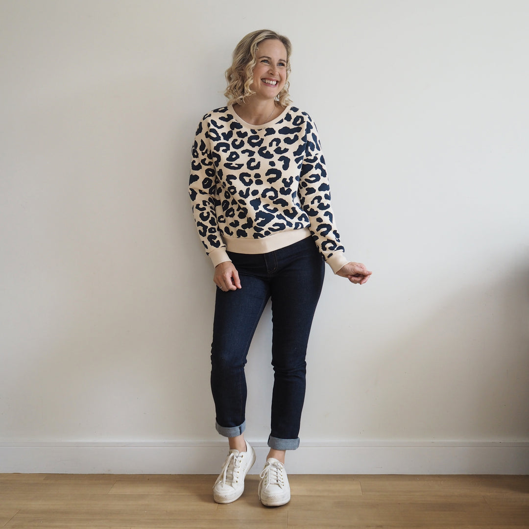 Flamingo Leopard Snuggly Fleeceback Organic Cotton Sweatshirting Fabric