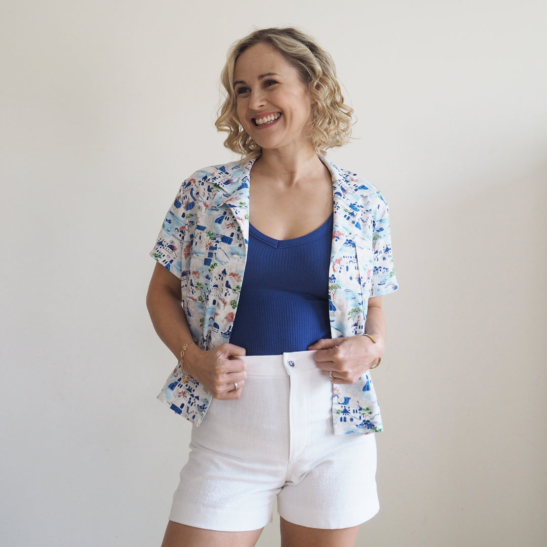 Lapis Meet Milk Derby Ribbed Tencel Jersey Fabric