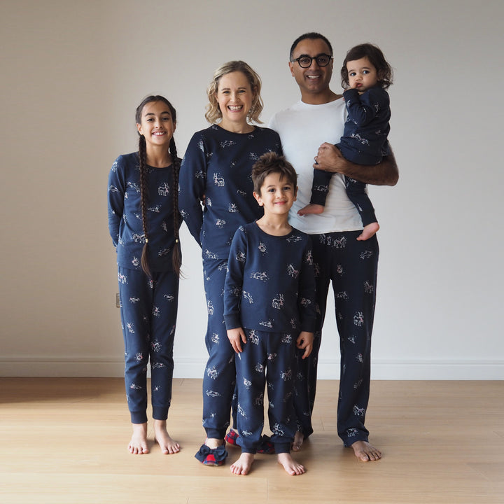 Classic Navy Cosy Adventures Brushed French Terry Fabric - Guthrie & Ghani Exclusive