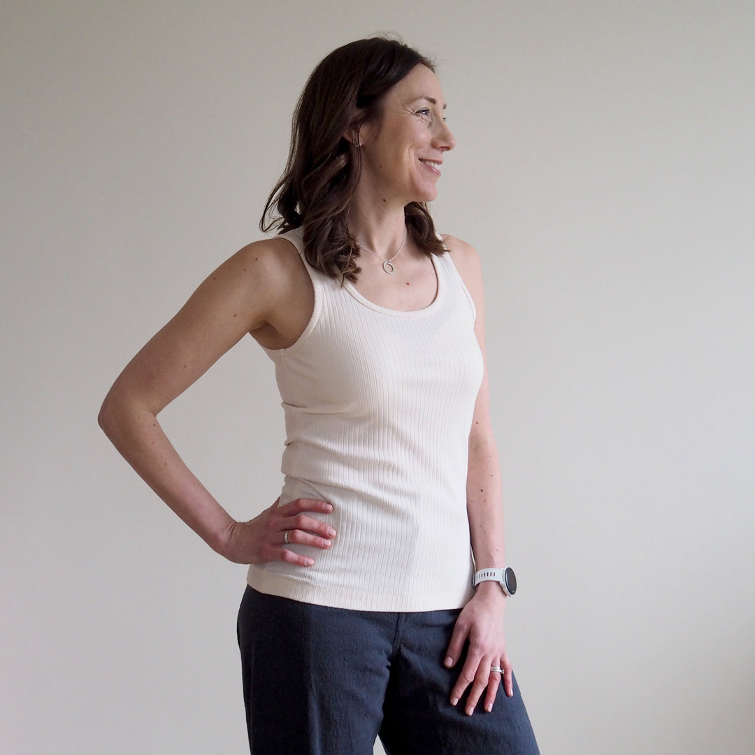 Ivory Ribbed Cotton Jersey Fabric - Bolt End Pieces