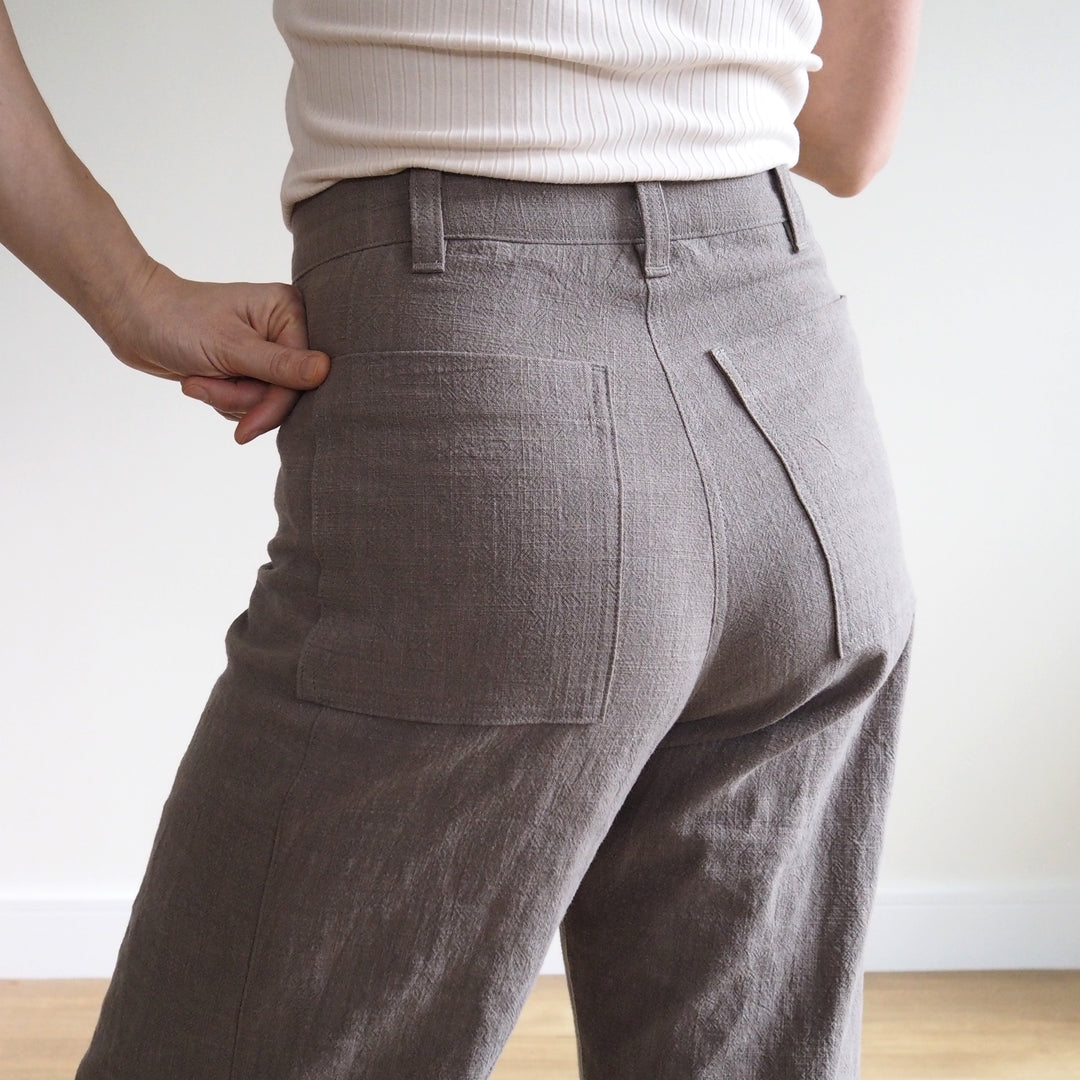 Muted Khaki Textured Ramie Linen Blend Fabric