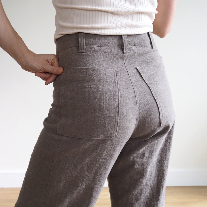 Muted Khaki Textured Ramie Linen Blend Fabric