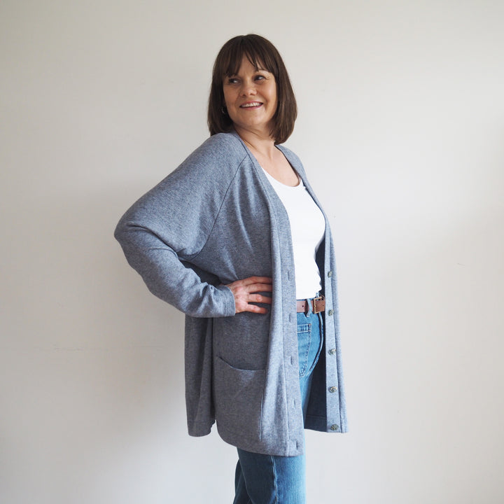 Storm Blue Ribbed Viscose Knit Blend Fabric