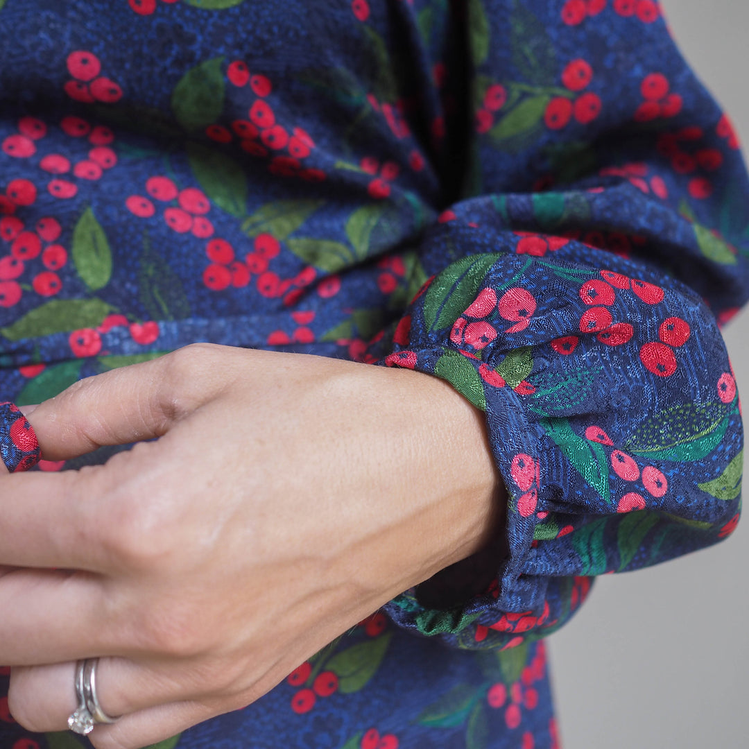 Lauren's Thora Dress in Navy Wild Rowan Viscose Jacquard
