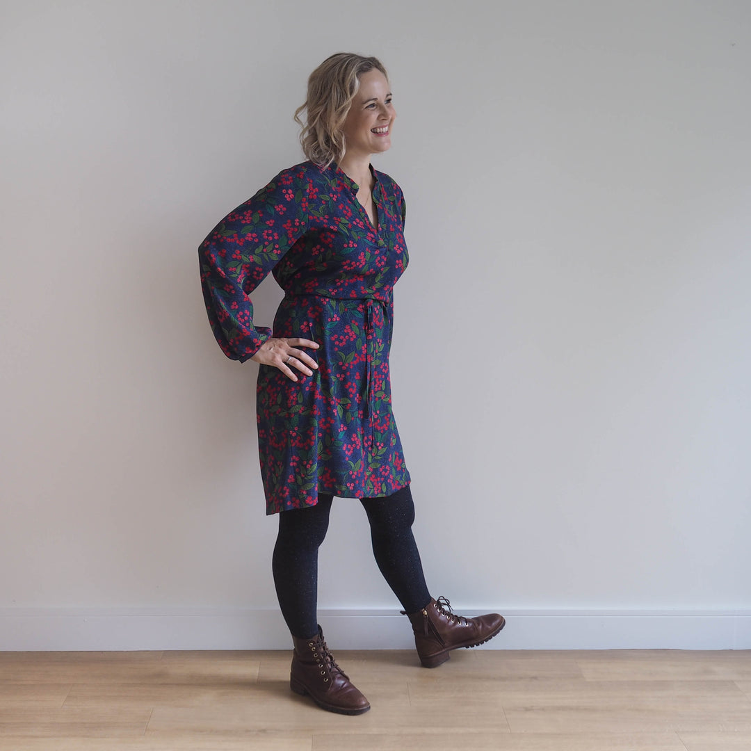 Navy Wild Rowan Viscose Jacquard Fabric - Guthrie & Ghani Exclusive