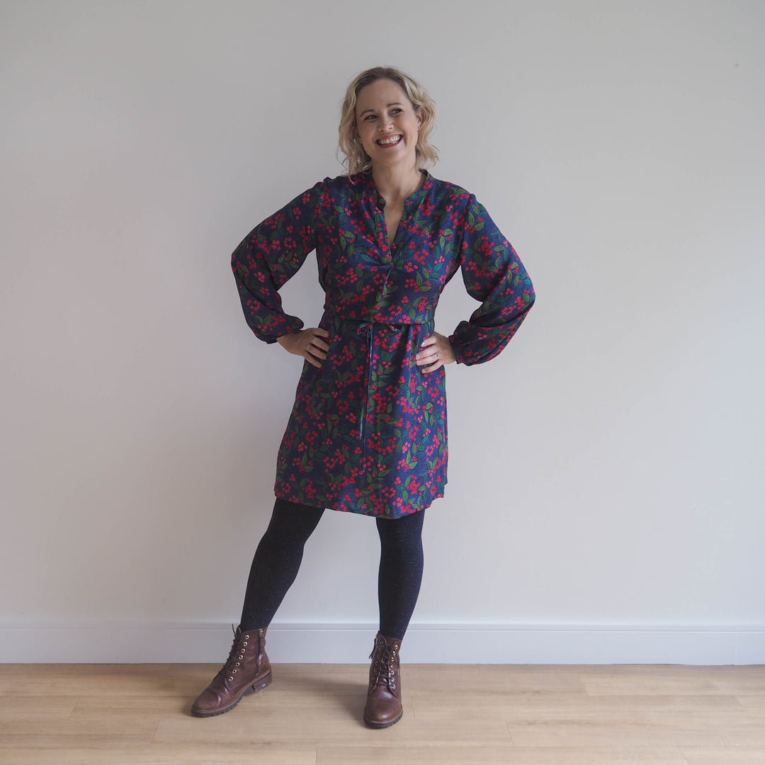 Navy Wild Rowan Viscose Jacquard Fabric - Guthrie & Ghani Exclusive