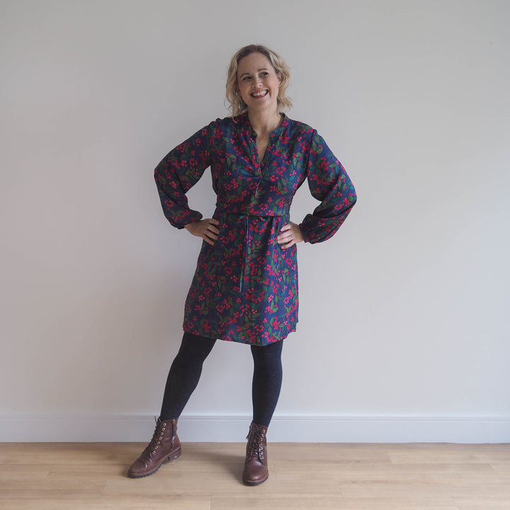 Navy Wild Rowan Viscose Jacquard Fabric - Guthrie & Ghani Exclusive