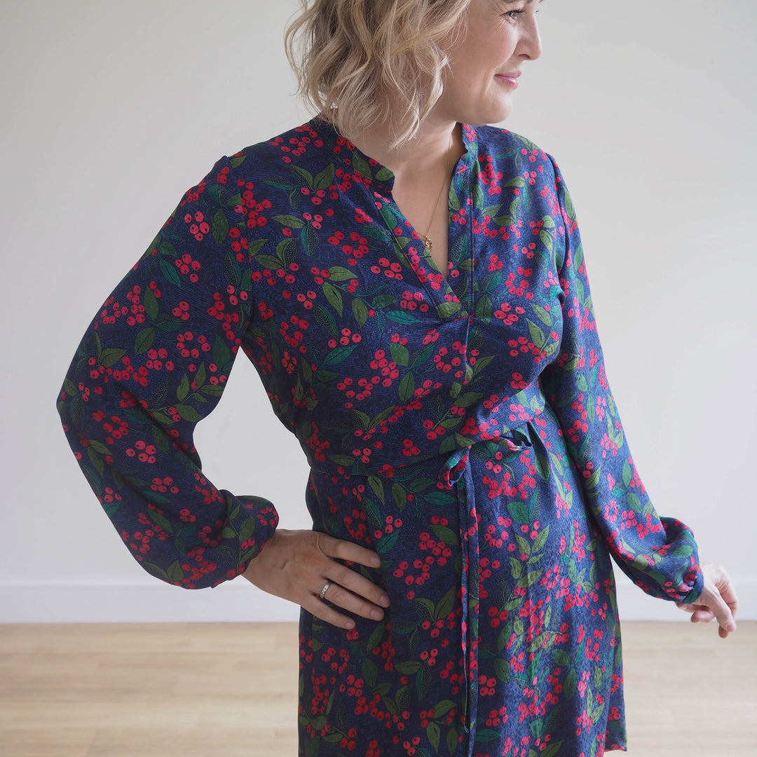 Navy Wild Rowan Viscose Jacquard Fabric - Guthrie & Ghani Exclusive