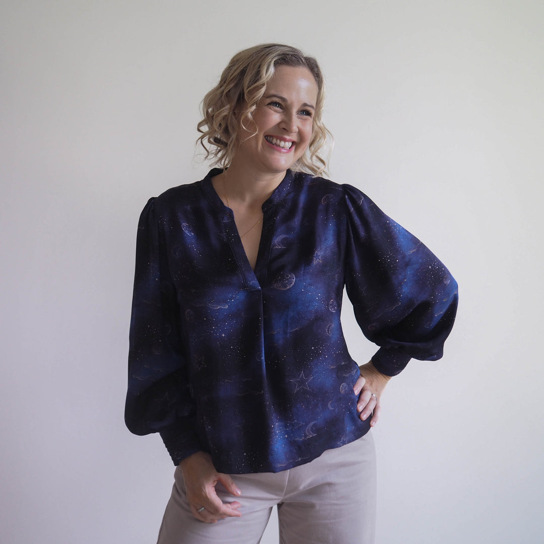 Lauren's Thora Top in Afterlight Viscose Twill Sateen
