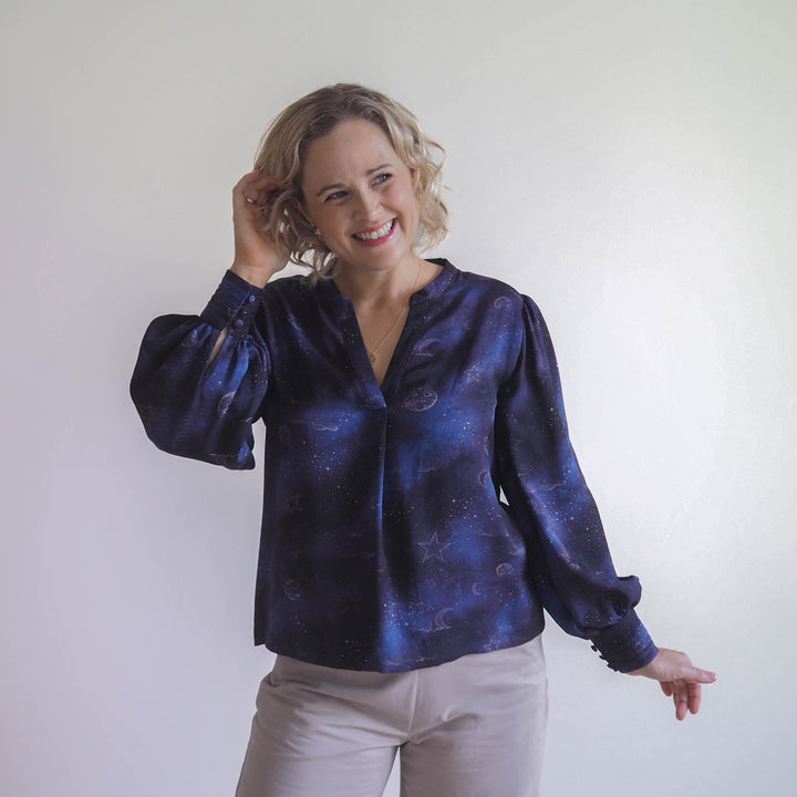 Lauren's Thora Top in Afterlight Viscose Twill Sateen