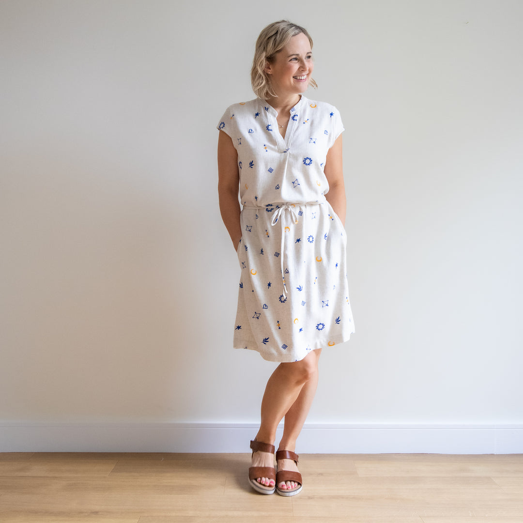 Lauren's Thora Dress in Thora's Charms Embroidered Viscose Linen