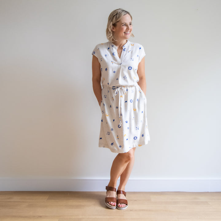 Lauren's Thora Dress in Thora's Charms Embroidered Viscose Linen