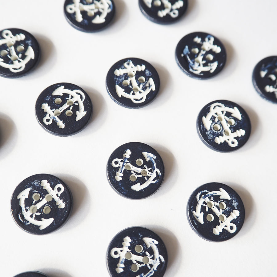 Shell Navy Button 15mm Navy Anchor Button – Guthrie & Ghani