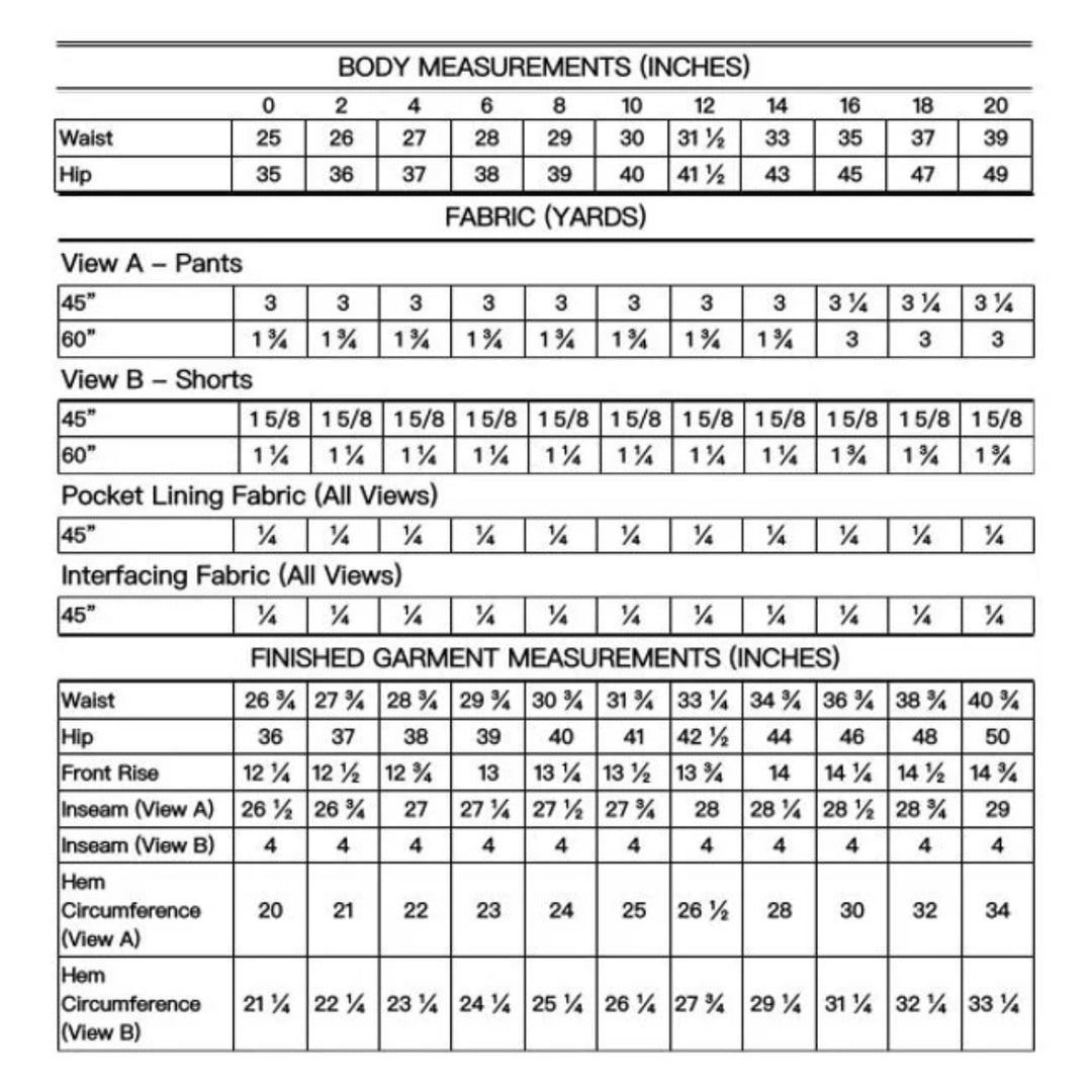 Anna Allen Persephone Pants And Shorts Sewing Pattern PDF