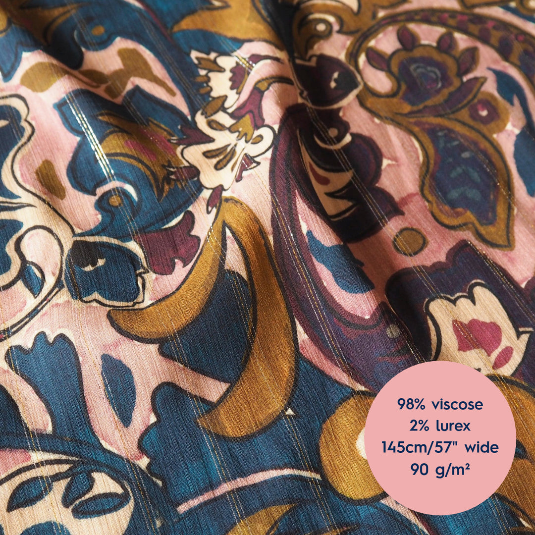Lauren's Playdate Blouse in Antique Paisley Lurex Stripe Viscose