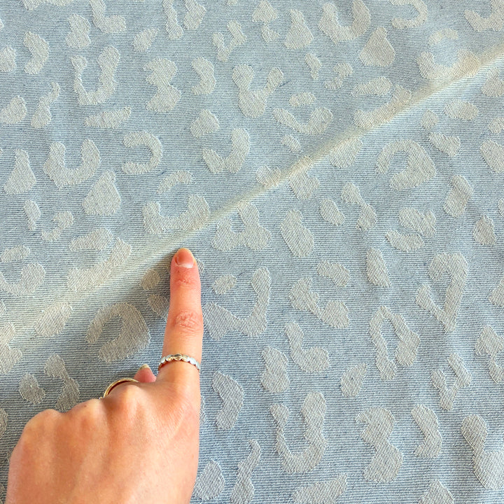 Blemished Cheetah Jacquard Cotton Denim Fabric - Cut Length 1.5m x 155cm