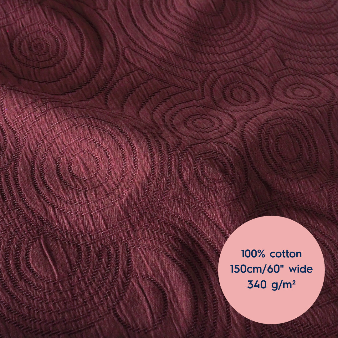 Lauren's Caiplie Jacket in Burgundy Cairn Circles Cotton Jacquard