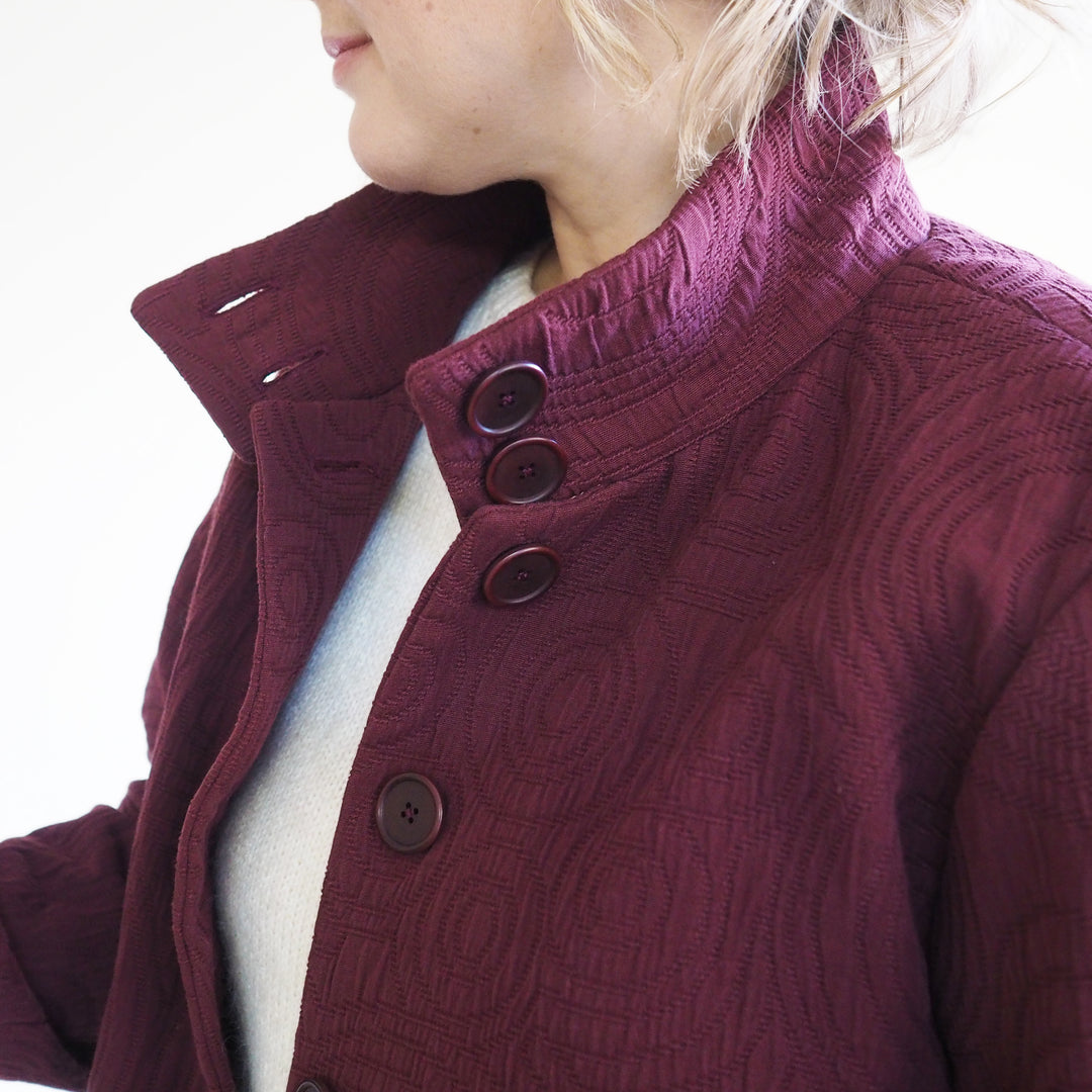 Burgundy Cairn Circles Cotton Jacquard Fabric - Guthrie & Ghani Exclusive