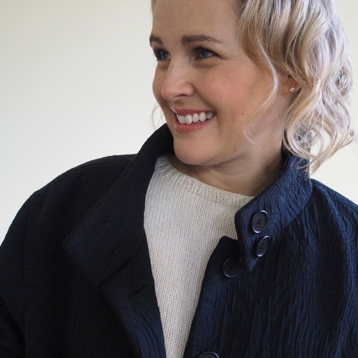 Lauren's Caiplie Jacket in Midnight Black Cairn Circles Cotton Jacquard
