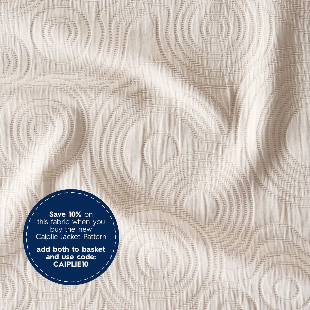 Natural Undyed Cairn Circles Cotton Jacquard Fabric - Guthrie & Ghani Exclusive