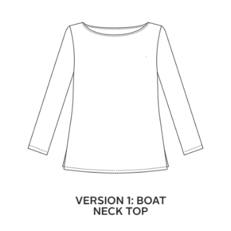 the techinical drawing, outline of the coco top, tilly and the buttons pattern