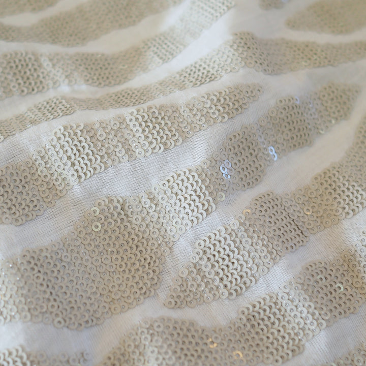Crushed Ice Sequin Stripe Fabric - Cut Length 2.1m x 135cm