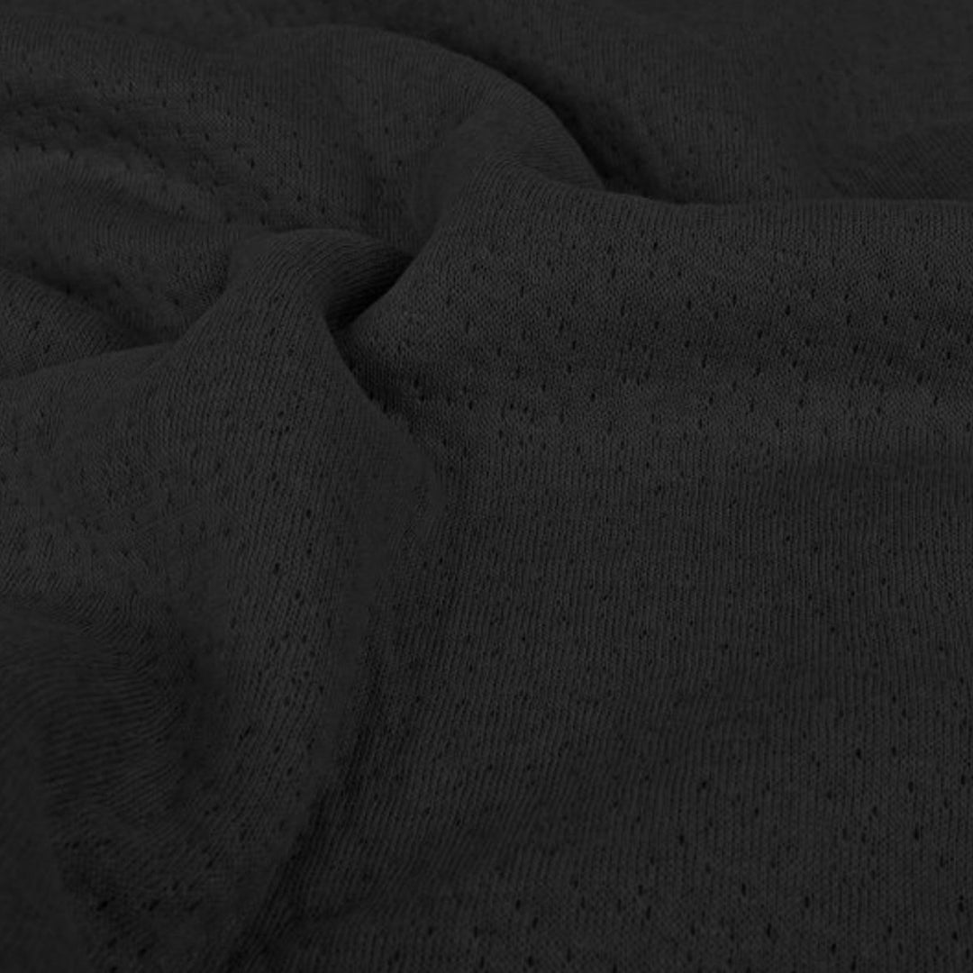 Black Double Faced Cotton Knit Fabric - Bolt End Piece 75cm x 150cm