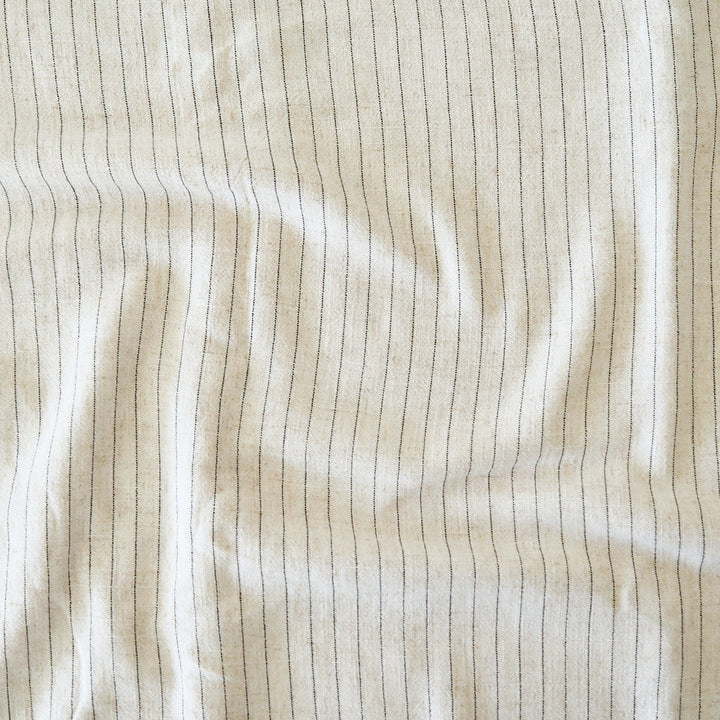 Ecru Pinstripe Viscose Linen Fabric - Cut Length 2.6m x 133cm