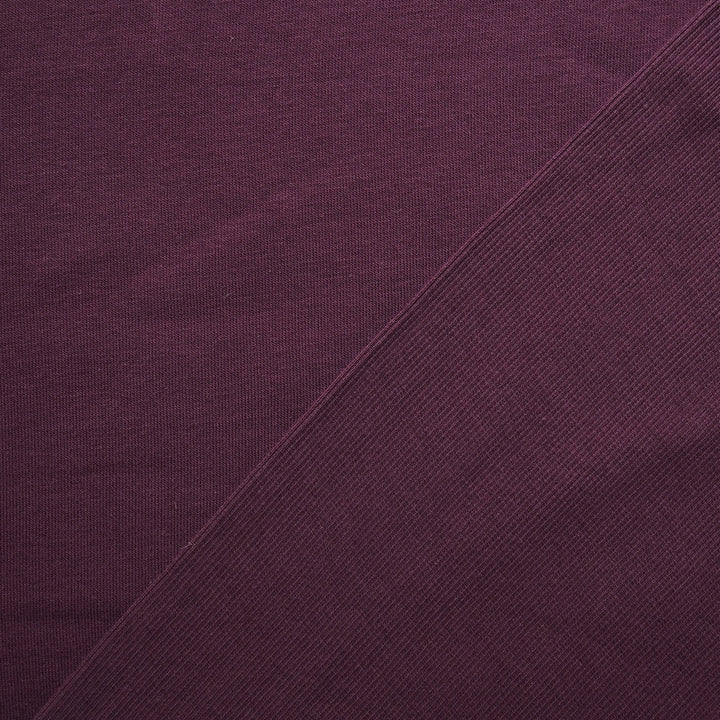 Maroon Snuggly Fleeceback Organic Cotton Sweatshirting Fabric - Bolt End Pieces