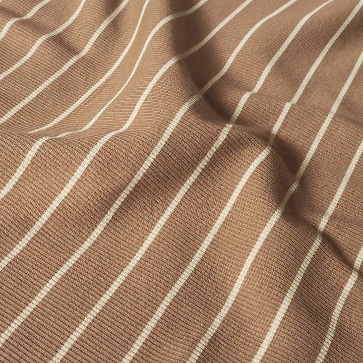 Caramel Stripe Ribbed Cotton Jersey Fabric