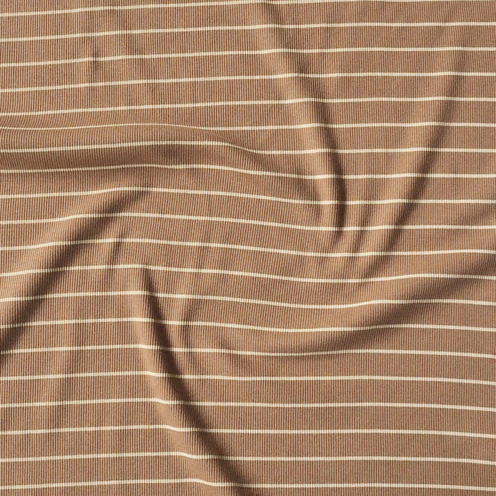 Caramel Stripe Ribbed Cotton Jersey Fabric
